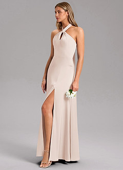 Azazie Tracie Suknie dla druhen Linia A Rozcięcie z boku Satyna elastyczna Do ziemi Sukienka image6