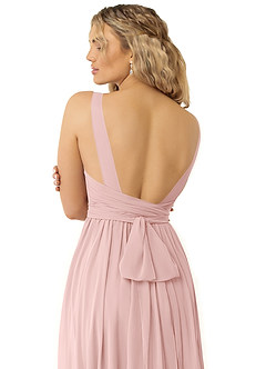 Azazie Kora Bridesmaid Dresses Powder Pink A-Line Pleated Chiffon Dress image6