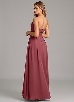 Azazie Lucienne Jurken voor bruidsmeisjes Converteerbaar Jurk van Chiffon met A-Lijn Strapless Merlot image2