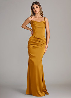Azazie Sorrel Vestidos de damas de honor Vestido de Caramelo de Satén Elástico de Corte Sirena Convertible con Sin tirantes image6
