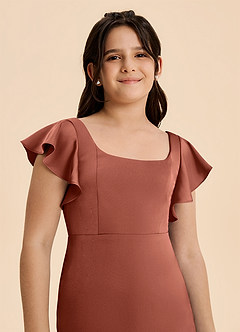 Azazie Demi Junior Klänning av A-Line i Stretch Satin Rosett image6