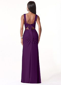 Azazie Jesaphine Bridesmaid Dresses Grape Sheath Ruched Mesh Dress image3