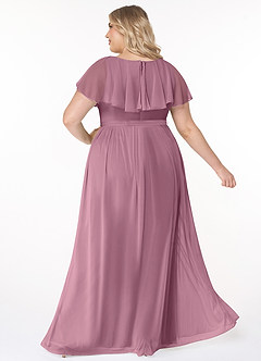 Azazie Jael Bridesmaid Dresses Vintage Mauve A-Line V-Neck Mesh Dress image10