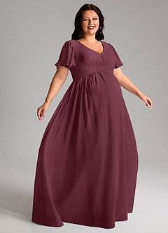 Azazie Verna Maternity Bridesmaid Dresses A-Line V-Neck Ruched Chiffon Floor-Length Dress image9