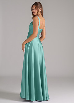 Azazie Shaude Brautjungfernkleider A-Linie Plissee Stretch-Satin Kleid Aqua image7