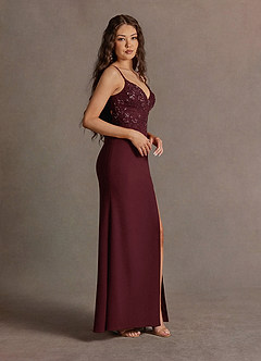 Amber Wine Key Hole Gown image4