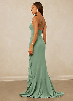 Christian Siriano Bridal for Azazie 1006 Brautjungfernkleider Meerjungfrau-Linie Gestreift Chiffon Kleid Matcha image2