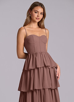 Azazie Faye Bridesmaid Dresses Espresso A-Line Sweetheart Neckline Chiffon Dress image2