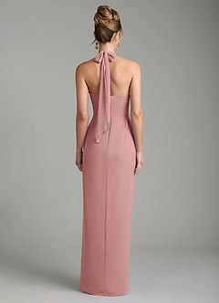 Azazie Arnelle Bridesmaid Dresses Dusty Rose Sheath Pleated Chiffon Dress image2