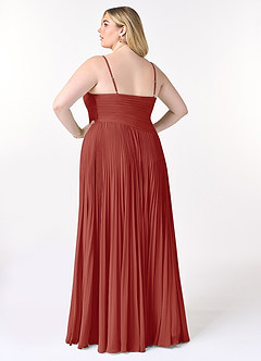 Azazie Vini Brautjungfernkleider A-Linie V-Hals Gefaltet Chiffon Kleid Terrakotta image8