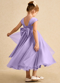 Azazie Chickadee Robe Demoiselle D'honneur Fillette Robe Princesse en Mat Satiné Encolure en Forme de Cœur Lilas image1