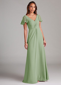 Azazie Soren Bridesmaid Dresses Dusty Sage A-Line Ruched Chiffon Dress image1