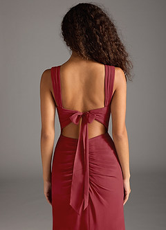 Azazie Jesaphine Abiti da Damigella Abito Tubino in Chiffon Fiocco Melograno image6