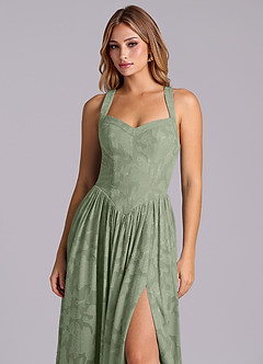 Azazie Francis Bridesmaid Dresses Agave A-Line Corset Floral Burnout Dress image7