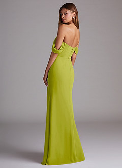 Azazie Saige Vestidos de damas de honor Vestido de Hierba De Limón de Gasa de Corte en A Convertible con Vestidos sin tirantes image8