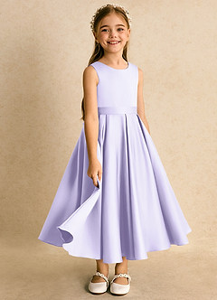 Azazie Junebuj vestidos de niña de las flores Vestido de Lila de Satin Mate de Princesa con Plisado image2