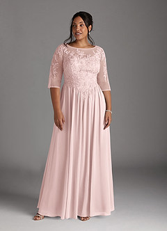 Azazie Mirielle Mother of the Bride Dresses Blushing Pink A-Line Scoop Lace Chiffon Dress image9