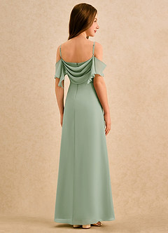 Azazie Pippy Girls Formal Abiti da Ragazza di Fiori Abito A-Line in Chiffon Scollo a Cuore Verde Salvia image6