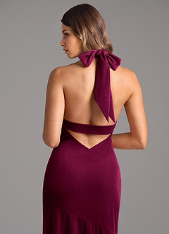 Azazie Drita Bridesmaid Dresses Cabernet A-Line Pleated Velvet Dress image7