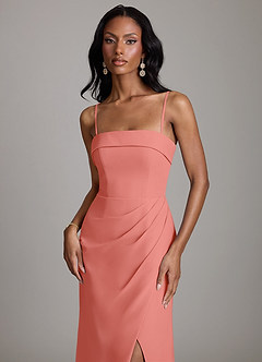 Azazie Aretha Bridesmaid Dresses Salmon Pink A-Line Strapless Chiffon Dress image3