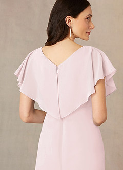 Azazie Julia Mother of the Bride Dresses Blushing Pink Sheath V-Neck Pleated Chiffon Dress image5