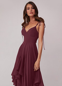 Barbie ♥ Azazie Bridesmaid Dresses Cabernet A-Line Bow Chiffon Dress image5