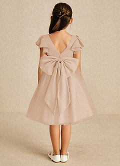 Azazie Kaeya Flower Girl Dresses English Rose A-Line Bow Tulle Dress image1