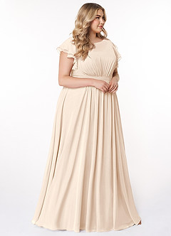 Azazie Daphne Modest Bridesmaid Dresses A-Line Ruffled Chiffon Floor-Length Dress image4