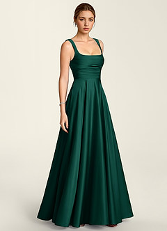 Margot Cazador Verde Vestido de corte A con corsé de satén image4