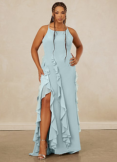 Christian Siriano Bridal for Azazie 1006 Bridesmaid Dresses Mist Mermaid Ruched Chiffon Dress image10