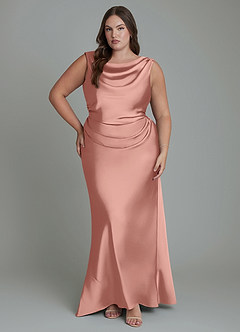 Azazie Kieryn Bridesmaid Dresses Rosette Mermaid Pleated Stretch Satin Dress image7