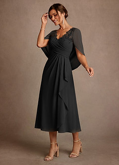 Azazie Forums Mother of the Bride Dresses Black A-Line Lace Dress image3