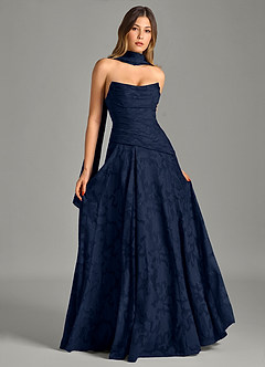 Azazie Gabriela Bridesmaid Dresses Dark Navy A-Line Strapless Floral Burnout Dress image7