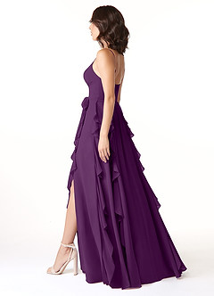 Azazie Peyton Bridesmaid Dresses Grape A-Line Ruched Chiffon Dress image4