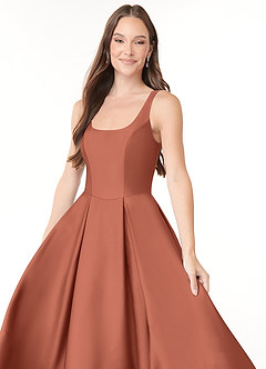 Azazie Neve Brautjungfernkleider Ballkleid mit Taschen Stretch-Satin Kleid Lehm image5