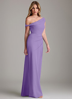 Azazie Emerson Bridesmaid Dresses Tahiti Sheath Off the Shoulder Chiffon Dress image5