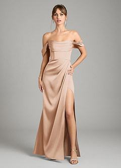 Azazie Johana Vestidos de damas de honor Vestido de Rosa Inglesa de Satén Elástico de Corte Sirena Convertible con Vestidos sin tirantes image1