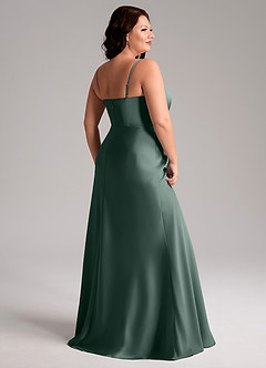 Azazie Lidia Bridesmaid Dresses Sea Moss Mermaid Side Slit Stretch Satin Dress image6