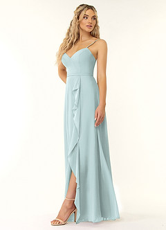 Azazie Naeem Bridesmaid Dresses Mist A-Line V-Neck Ruffle Chiffon Dress image3