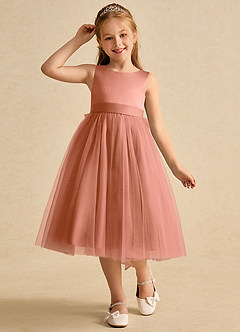 Azazie Winnie Blumenmädchenkleider Ballkleid Schleifen Tüll Kleid Mai Tai image4