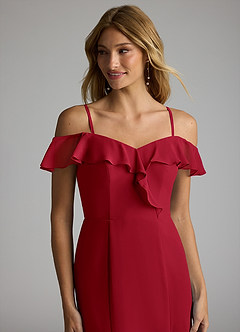 Azazie Sophie Bridesmaid Dresses Scarlet A-Line Off the Shoulder Chiffon Convertible Dress image2