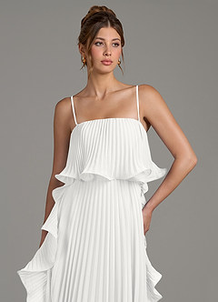 Azazie Alexia Bridesmaid Dresses White A-Line Ruched Chiffon Dress image2