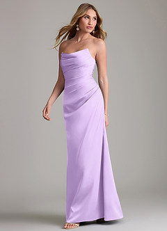 Azazie Lucille Bridesmaid Dresses Lilac Mermaid Strapless Stretch Satin Convertible Dress image3