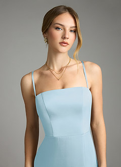 Azazie Wren Bridesmaid Dresses Sky Blue A-Line Strapless Stretch Satin Convertible Dress image8