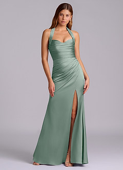 Azazie Destiny At-home Try On Dresses Sangria Mermaid Sweetheart Neckline Stretch Satin Dress image7