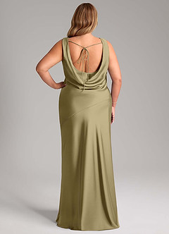 Azazie Rylina Bridesmaid Dresses Moss Green Mermaid Stretch Satin Dress image8