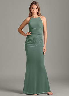 Azazie Sorcha Bridesmaid Dresses Eucalyptus Mermaid Pleated Mesh Dress image1