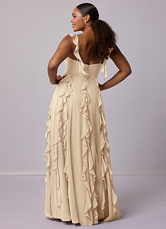 Barbie ♥ Azazie Bridesmaid Dresses Champagne A-Line with Pockets Chiffon Dress image8