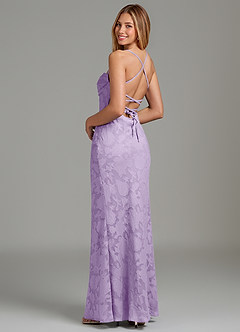 Azazie Ola Bridesmaid Dresses Lilac Mermaid Corset Floral Burnout Dress image2