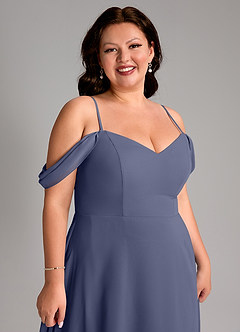 Azazie Marley Jurken voor bruidsmeisjes Converteerbaar Jurk van Chiffon met A-Lijn Off the Shoulder Stormachtig image16